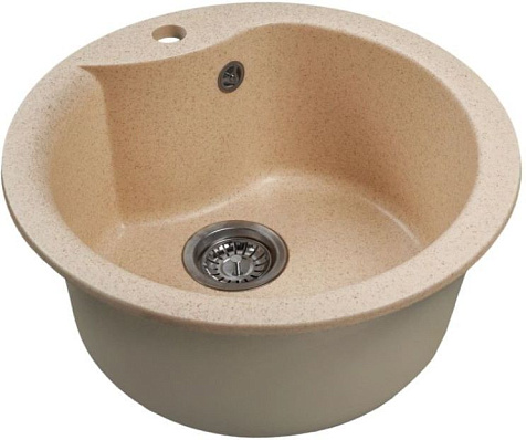 Мойка каменная Mixline ML-GMS101 Стандарт, d480 х190 мм, врезная, бежевый купить в СОМ