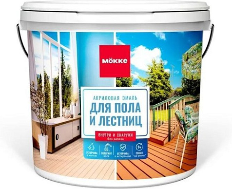 Эмаль акриловая Mokke, для пола, коричневый, полуглянцевый, 2.4 кг купить в СОМ