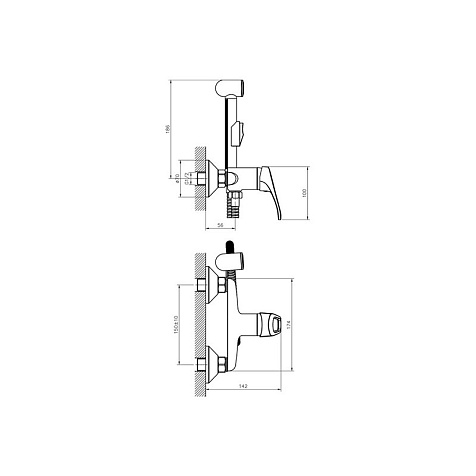 Смеситель для биде Decoroom DR21058, с гигиеническим душем, хром купить в СОМ